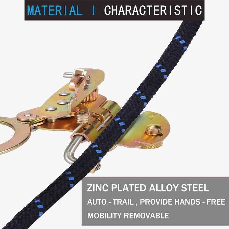 FHFallArrest Fall Protection Rope Grab with Anti-Panic Feature, Auto-Trail Double Locking Rope Grabs Fall Arrester, Used with 5/8” Lifeline Rope, for Construction, Climbing, Comply to ANSI/OSHA - Image 2